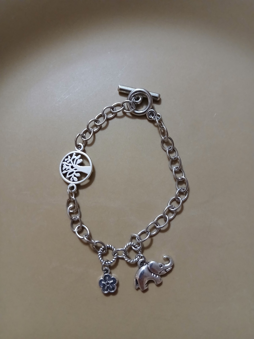 Silver Tone Tree & Elephant Charm Bracelet - Women's Charming Chain